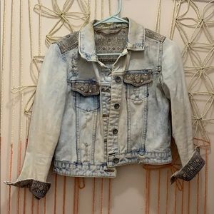 Zara Weathered Denim Embroidered Jacket